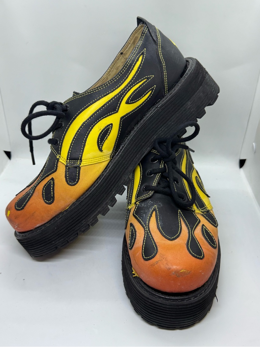 Sha Sha IS0008 G-Spot Tribal Flame Platform Shoes Hidden Stash Spot. Size 10.5